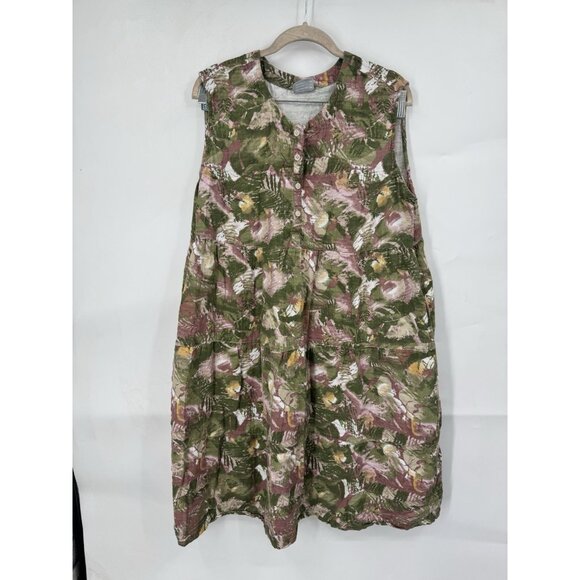 Columbia Floral Outdoor Mini Dress Women XL Green Artsy Hiking Camping Outdoor - Picture 1 of 10